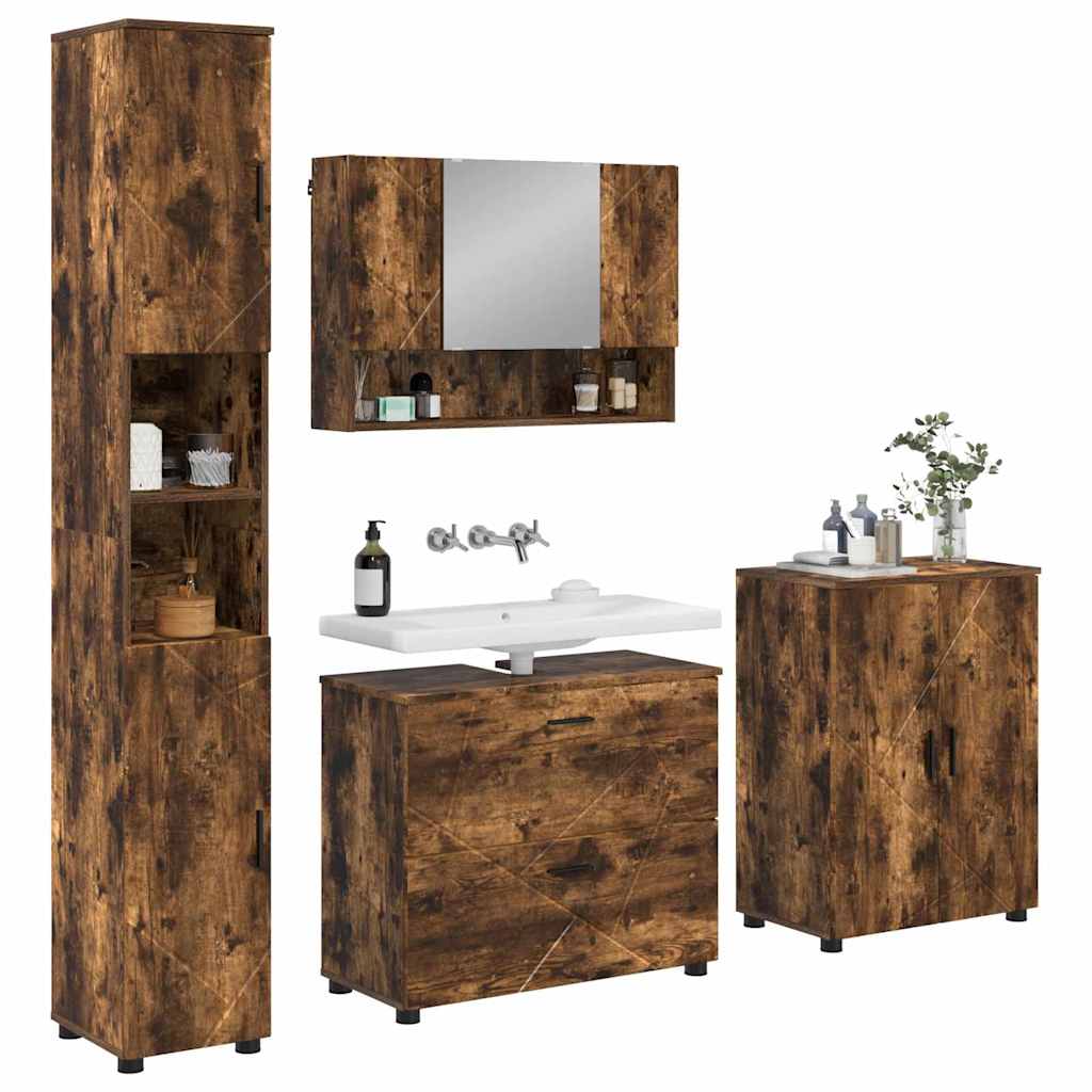 Bathroom Furniture Set 4 pcs Smoked oak 30 x 35 x 192 cm